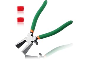 LEONTOOL 6-Inch Glass Running Pliers with Rubber Tips - Curved Jaws for Key Fob & Stained Glass Work