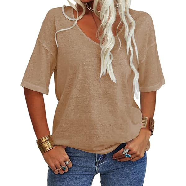 T-shirt, palmbladeren, decoratieve ring, V-hals, halve mouwen, bosgroen | Ulla Popken