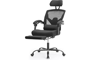 Sweetcrispy Office Computer Desk Chair, Ergonomic High-Back Mesh Rolling Work Swivel Chairs with Wheels, Comfortable Lumbar Support, Comfy Arms for Home, Bedroom, Study, Student, Black