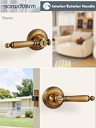 SORWDUERM 2 Pack Antique Door Lever with Lock and