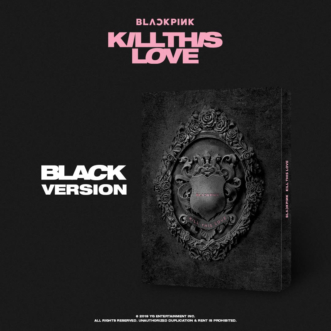 BLACKPINK - [KILL THIS LOVE - BLACK Ver.] (2ND Mini Album) CD + Photobook + Photo zine + Lyrics + Postcard+Polaroid Photocard +Sticker Set + Folded Poster+Free Gift (Double side photocard & Key ring)