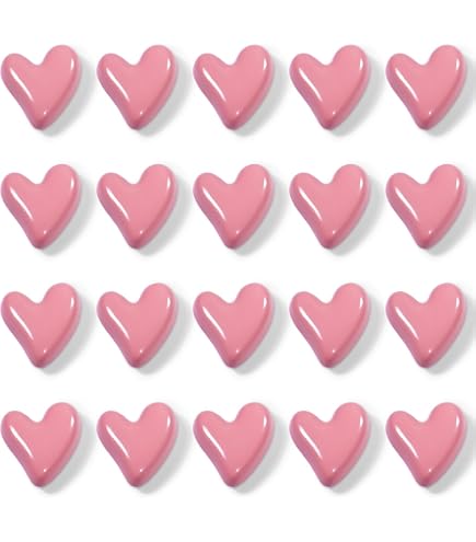 Janvelle 20PCS Heart Fridge Magnets - 0.79in Small Decorative Magnets For Kitchen, Office (Pink Black)