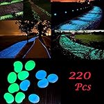 BeRicham 220Pcs Man-made Glow in the Dark Garden Pebbles for Walkways, Decorations and Fish Tank, Blue & Green