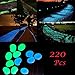 BeRicham 220Pcs Man-Made Glow in The Dark Garden Pebbles for Walkways, Decorations and Fish Tank, Christmas Decorations, Blue & Green