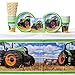 Tractor Time Party Supplies Pack for 16 Guests: Straws, Dessert Plates, Beverage Napkins, Cups, and Table Cover