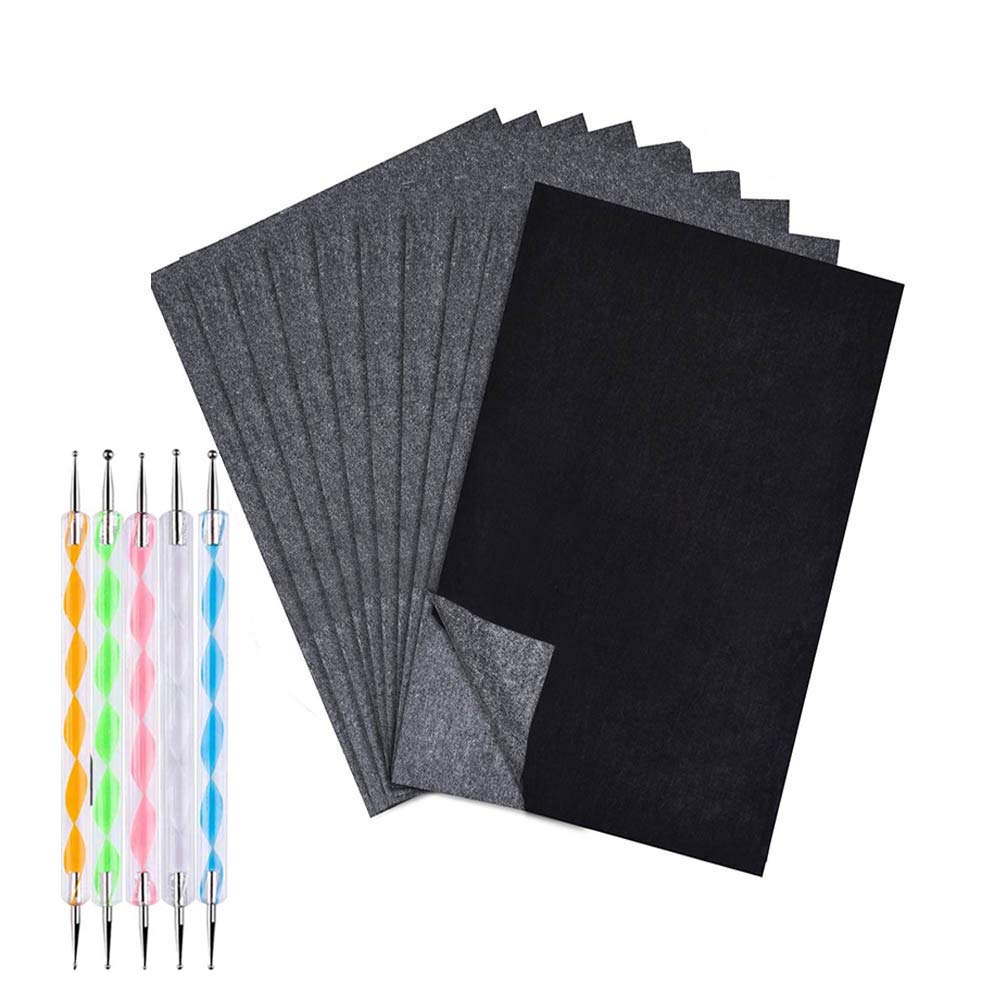 100 Sheets Carbon Transfer Paper, Yesallwas Black A4 Tracing Graphite Copy Paper with Embossing Stylus Set, Idea for Wood/Paper/Canvas and Other Art Surfaces Tracing Copy (A)