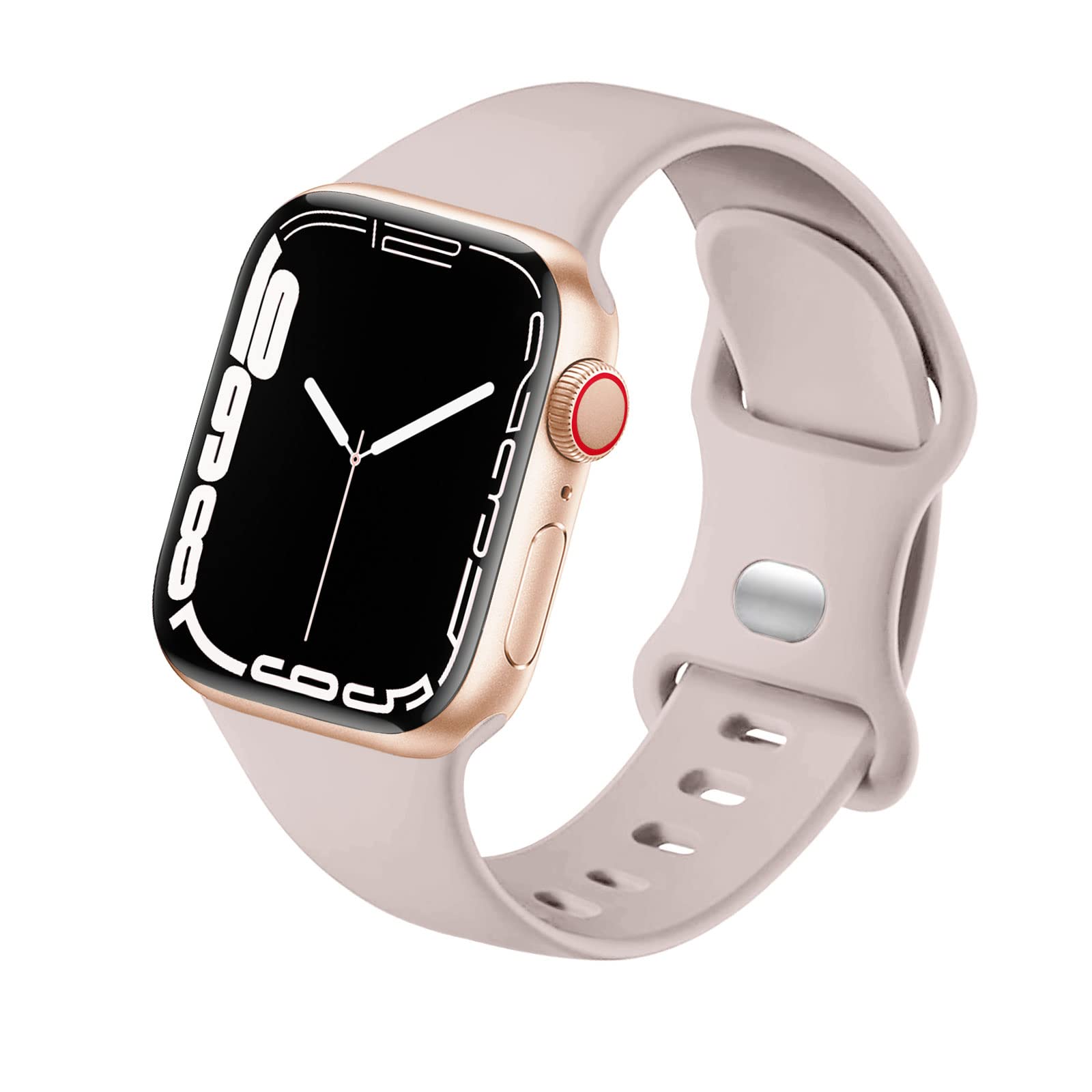 HdanMole Sport Strap Compatible with Apple Watch Straps 40mm 38mm 41mm 42mm 44mm 45mm 46mm, Silicone Strap Replacement for iWatch Bands Series 11 10 9 8 7 6 5 4 SE 3 2 1 Women Men, Pink Sand