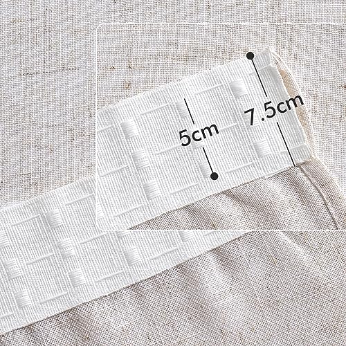 Woaboy Linen Curtains with Frunction Tape Curtains Bedroom Window Translucent Modern Curtains for Living Room Bedroom 2 Pieces 140 x 260 cm White Bleached