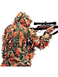 Blaze Orange 3D Leafy Camo Camouflage Ghillie Suit for Hunting or Wildlife Photography by See3D