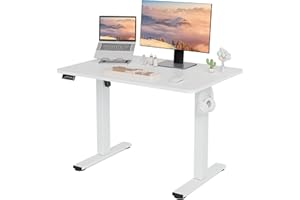 LongKe Electric Standing Desk Adjustable Height, 40x24 Inches Sit Stand up Desktop for Home Office, Ergonomic Rising Computer Table with Memory Preset, White