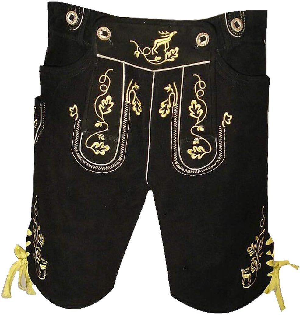 Lederhose Herren Kurz - Oktoberfest Trachtenhose Mit Stickerei