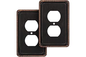 Henne Bery Rope Edge Decorative Wall Plate Switch Plate Outlet Cover (Single Duplex, 2 Pack, Aged Bronze)