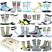 TeeHee Kids Boys Fashion Variety Cotton Crew 18 Pair Pack Gift Box (3-5Y, Vintage)