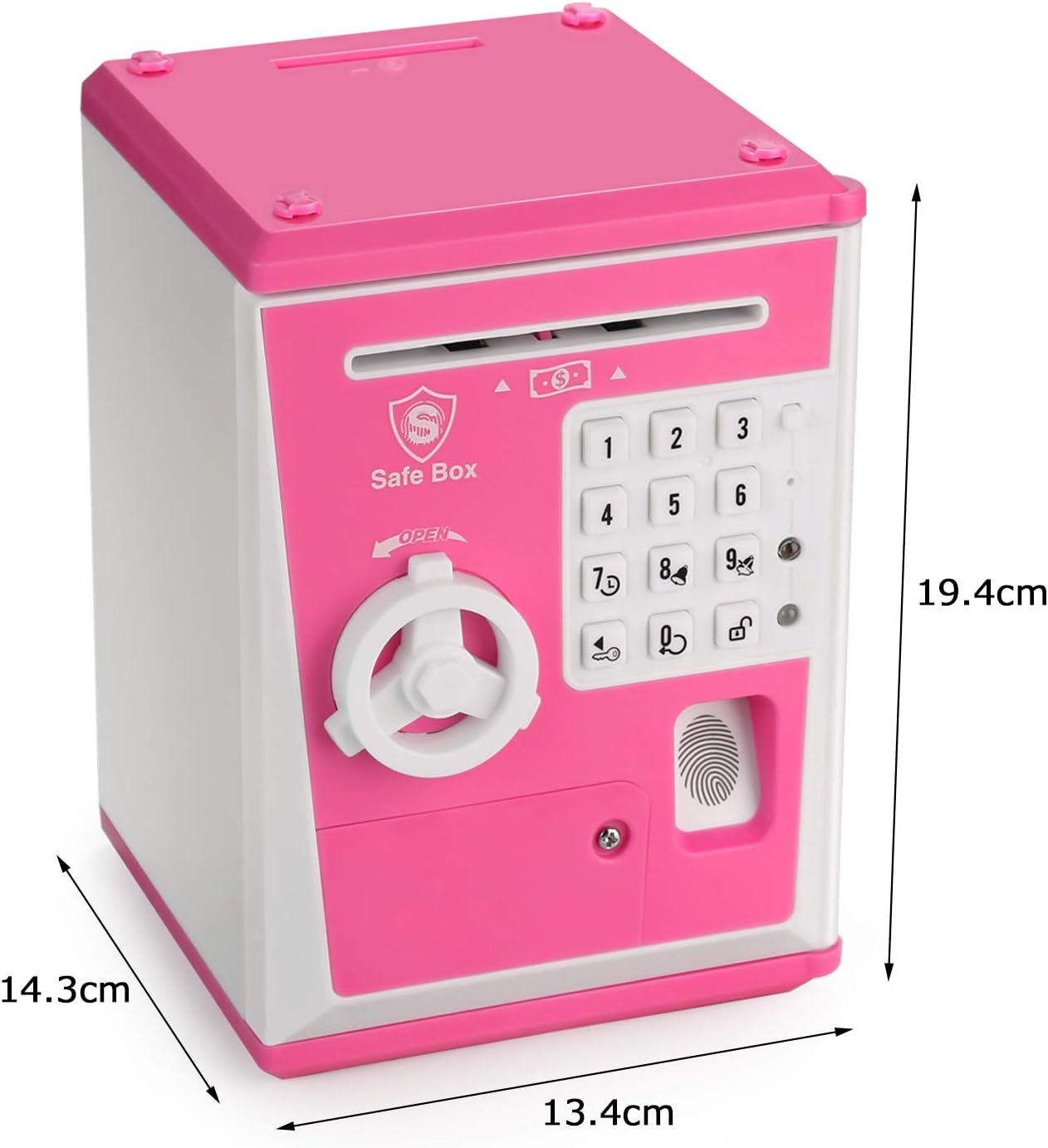 Amazon Agptek音声付き貯金箱 お札 硬貨 指紋マイパーソナル ダイヤルロック式 セキュリティ お子様 プレゼント ギフト 電池は別売れ 英語 中国語 無声模式に転換できる 貯金箱 おもちゃ