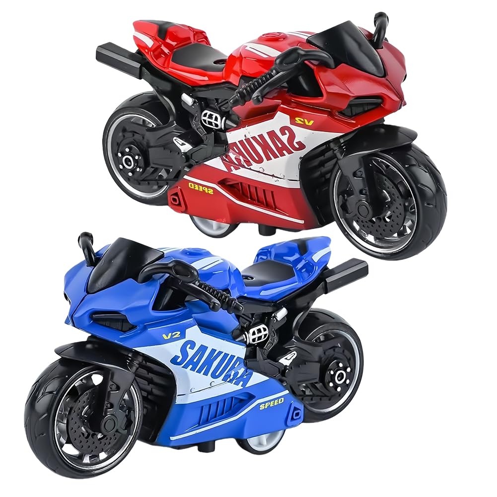 NTEVXZ Alloy Motorbike Toy，Alloy Motorcycle Model Decoration,Simulation Miniature Motorbike Model Toy Gift Collection Decoration, for Men and Collectors,2pcs