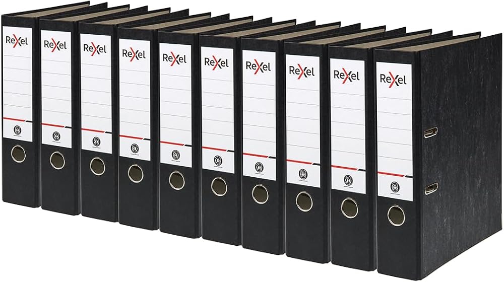 Rexel A4 Lever Arch Files Black 500 Sheets 75 mm Spine 10 Pack AZ2115547