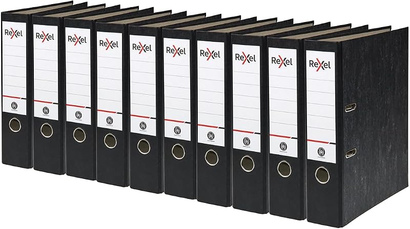 Rexel A4 Lever Arch Files Black 500 Sheets 75 mm Spine 10 Pack AZ2115547