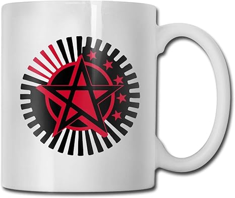 Amazon Co Jp ロゴ 赤と黒 五角マグカップ おしゃれ コップ コーヒーカップ ロゴ入り 食器 洋風 カフェ オフィス用品 カップ 耐熱 デザイン雑貨ラッピング 白 330ml ホーム キッチン