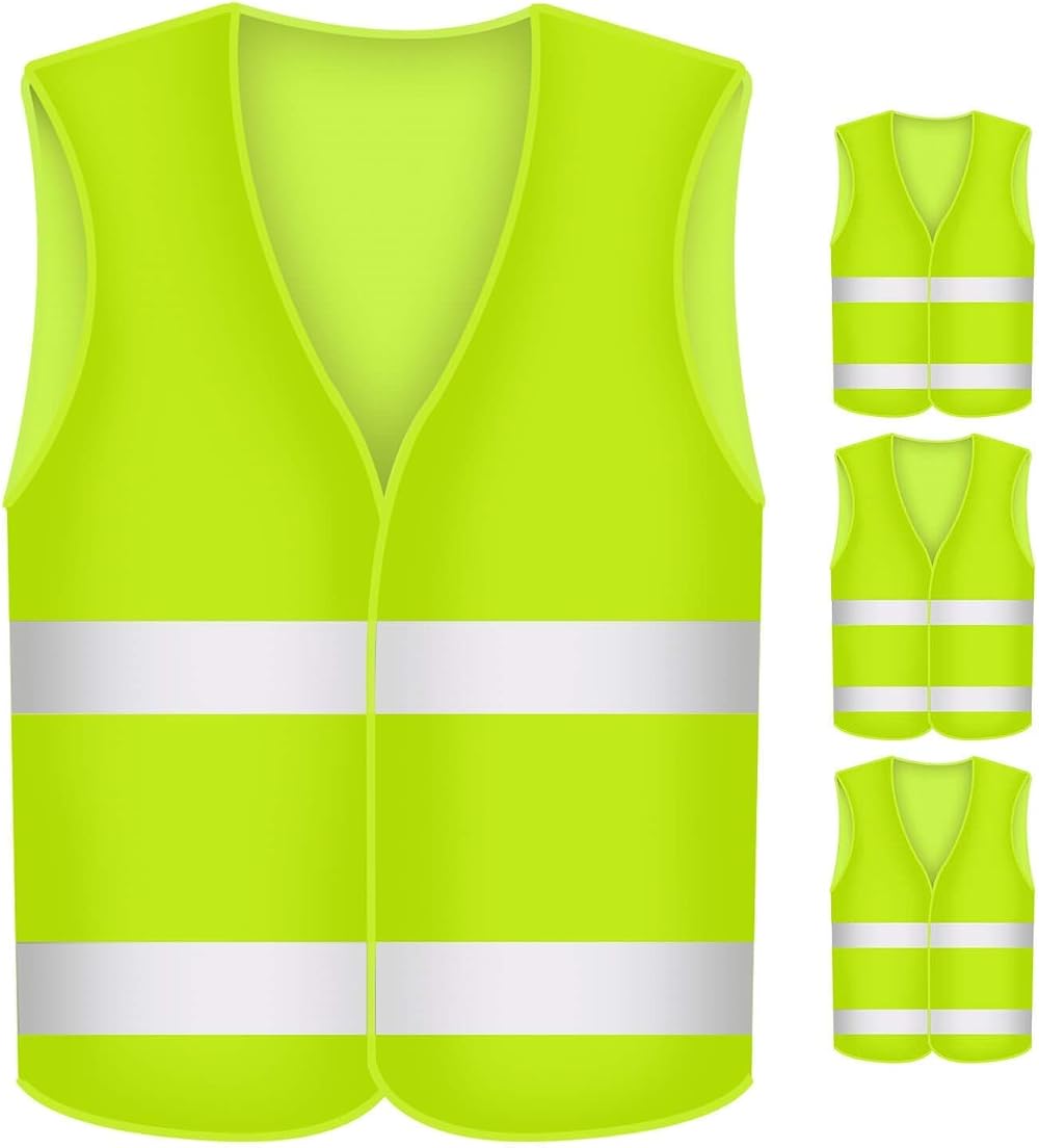 BUZIFU 4 Pcs Reflective Vest High Visibility Safety Waistcoat Fluorescent Night