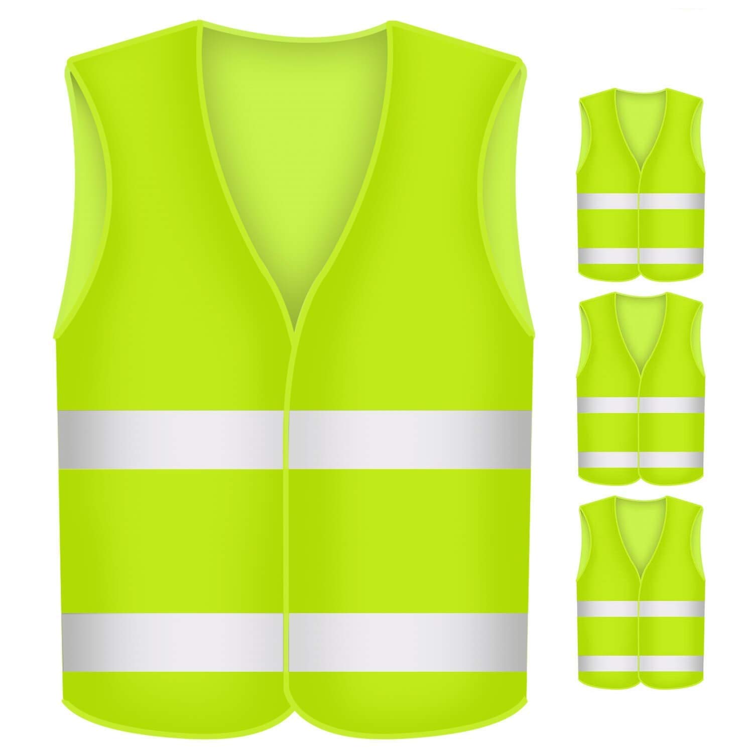 BUZIFU 4 Pcs Reflective Vest Fluorescent Safety Vests High Visibility Waistcoat Reflective jackets Night Work Hi Vis Vest with Reflective Strip for Outdoor Running Walking Motor Bicycle Drivers