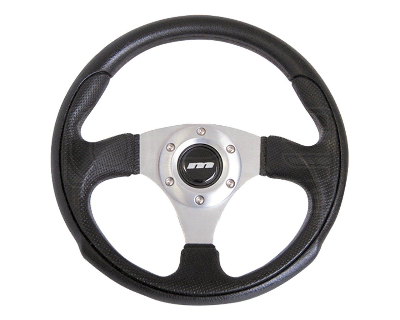 Mountney M32X3PS M Range Steering Wheel, With Silver Anodised Center, 3 Spoke Black Moulded Wheel. 320mm in Size