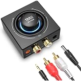 1Mii B06T3 Bluetooth 6.0 Receiver for Home Stereo, Wireless Audio Adapter | RCA &amp; 3.5mm AUX Jack, Knob Volume Control, for Old Speakers, Wired Speakers, Home Audio Music Streaming Stereo System