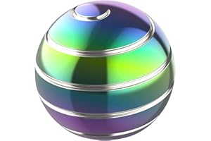 Panshi Metal Kinetic Desk Toy, Optical Illusion Fidget Spinning Top MulColorful Ball, Unique Executive Stress Relief Gift for Adults