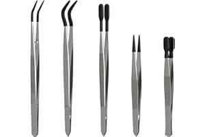 Entomology Forceps Set by MMOBIEL [5 Pcs] – Stainless Steel Precision Instruments with Rubber Tip Forceps Tweezers for Entomology, Insect/Bug/Butterfly Pinning, Dissecting, Taxidermy and Delicate Work