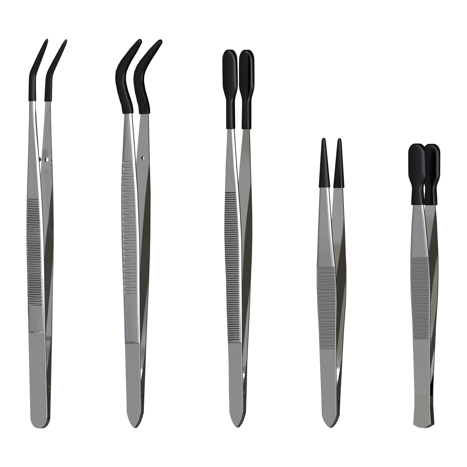 Entomology Forceps Set by MMOBIEL [5 Pcs] – Stainless Steel Precision Instruments with Rubber Tip Forceps Tweezers for Entomology, Insect/Bug/Butterfly Pinning, Dissecting, Taxidermy and Delicate Work