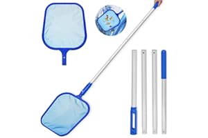Epesl 6FT Pool Skimmer Net - Swimming Pool Leaves Cleaning Fine Mesh Rake Net - 4 x Detachable Intensify Aluminum Pole, Pond Leaf Cleaner Supplies for Aquarium/Fountain/Hot Tub/Spa Fish Tank/Ponds