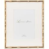 Lawrence Frames Bamboo Design Metal Frame, 8x10, Matted 5x7, Gold