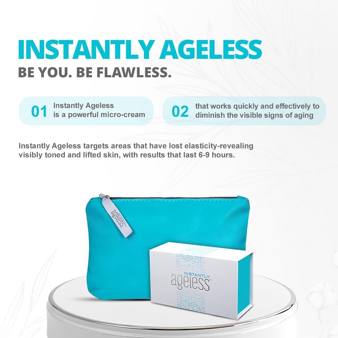 Instantly Ageless Instant Face Lift Cream - Skin Care for Anti Aging face cream - Instant Under Eye Bags Remover - Facelift in a Box of 25 Vials with Makeup Bag