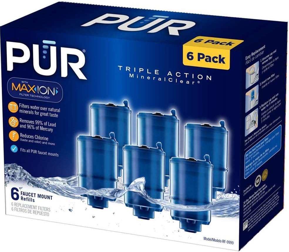 РUR Genuine RF-9999 Water Filter （6-Pack）, Compatible with Pur RF-9999 Faucet Replacement Water Filter （Pack of 6）: Home & Kitchen