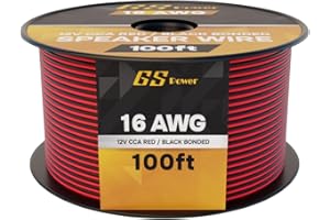 GS Power CCA 16 Gauge Wire Automotive 100ft Red/100ft Black Bonded, 16 AWG 12v Low Voltage, Speaker Electrical Wire Low Voltage Primary for Car Stereo Audio Trailer Harness Hookup Wiring LED DIY