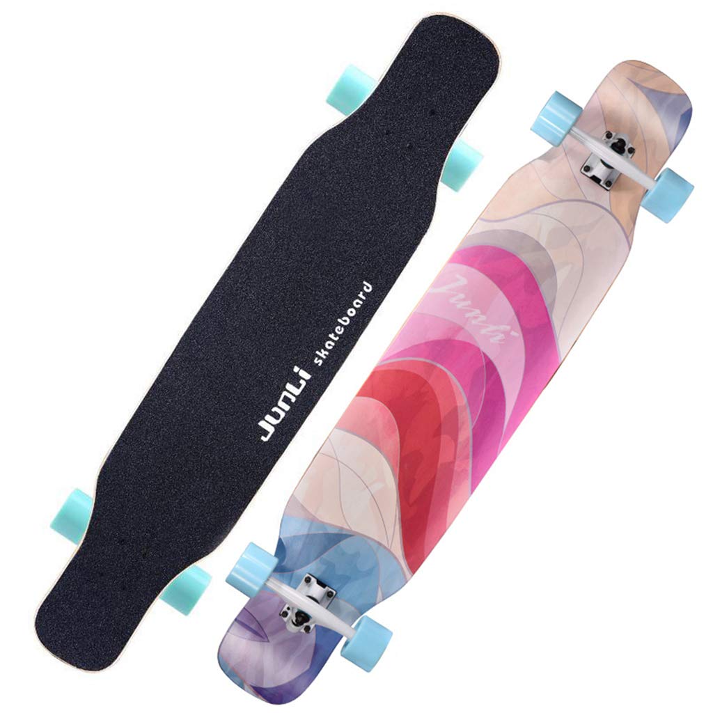 SHIJING Longboard Skateboard Complete Cruiser 46.5'' Beginner Freestyle Dancing Double Kick Trick Skateboard