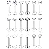 Cisyozi 20G 18G 16G Threadless Push in Nose Rings Studs With Fat Back 316L Surgical Steel Lip Labret Medusa Rings Studs Cartilage Tragus Helix Ear Earring Body Jewelry Piercing for Women Men 7mm Bars