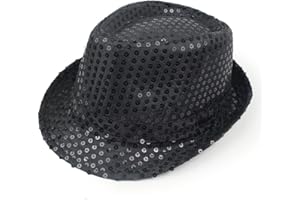 LKQBBSZ Sequin Fedora Hats Party Hats,Western Sequin Fabric Fedora Hat for Men Cosplay Costume Party Accessory