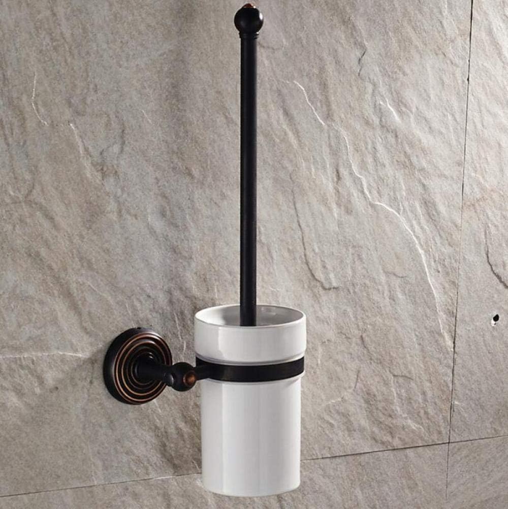 Cleaning Toilet Bowl Brush Set Black Series Bathroom Wall Hanging Brass