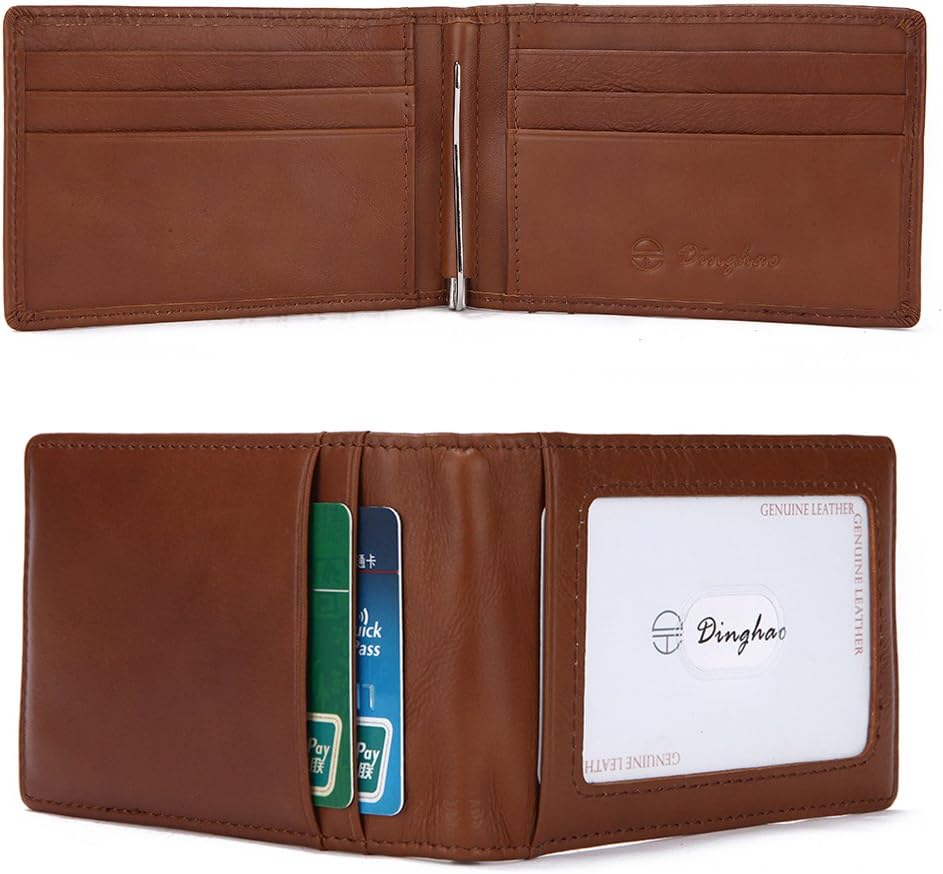 Minimalist Money Clip Bifold Wallet-RFID Blocking Slim Front Pocket Wallet for Men-Made from Full Grain Leather