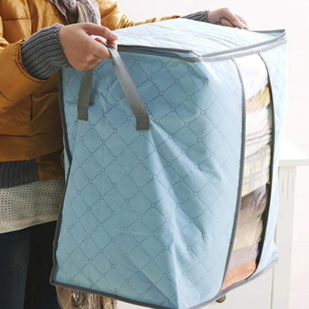 Foldable Organization Bags with Large Clear View Window Waterproof Closet Storage Boxes with Carry Handles for Blanket Bedding