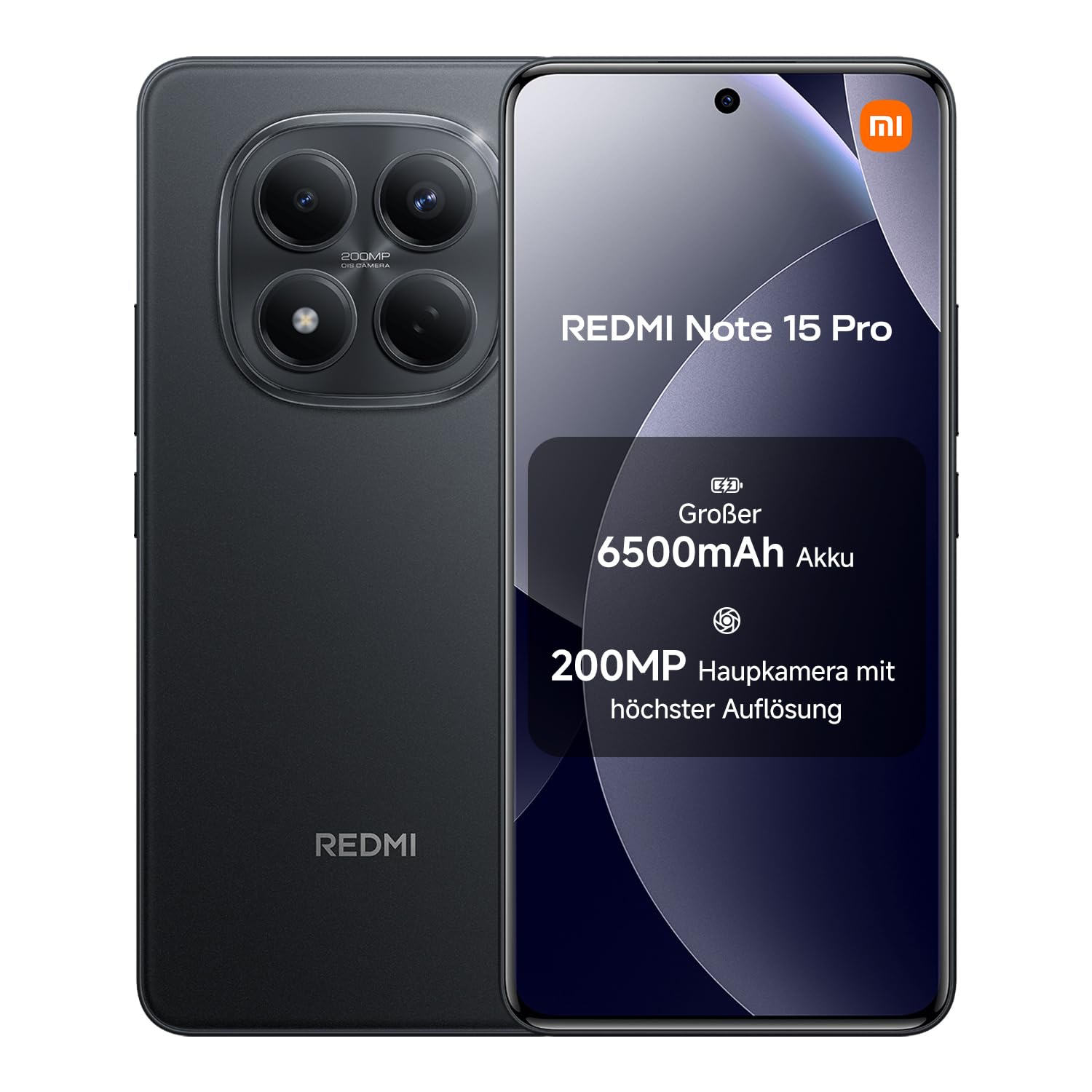 XIAOMI REDMI Note 15 Pro - Smartphone de 8+256GB, Pantalla AMOLED FHD+ de 6,77", MediaTek Helio G200-Ultra, cámara de 200 MP, batería de 6500 mAh, Cargador no Incluido, Negro (Versión ES)