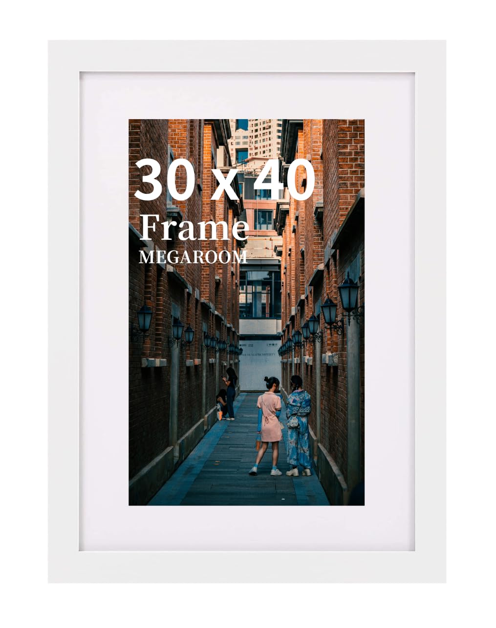 MEGAROOM Wood 30x40 Picture Frame - 30 x 40cm Picture Frame - Picture Frames 30cm x 40cm with Clear Perspex Front - Wall Mounting to Hang Portrait or Landscape (White)