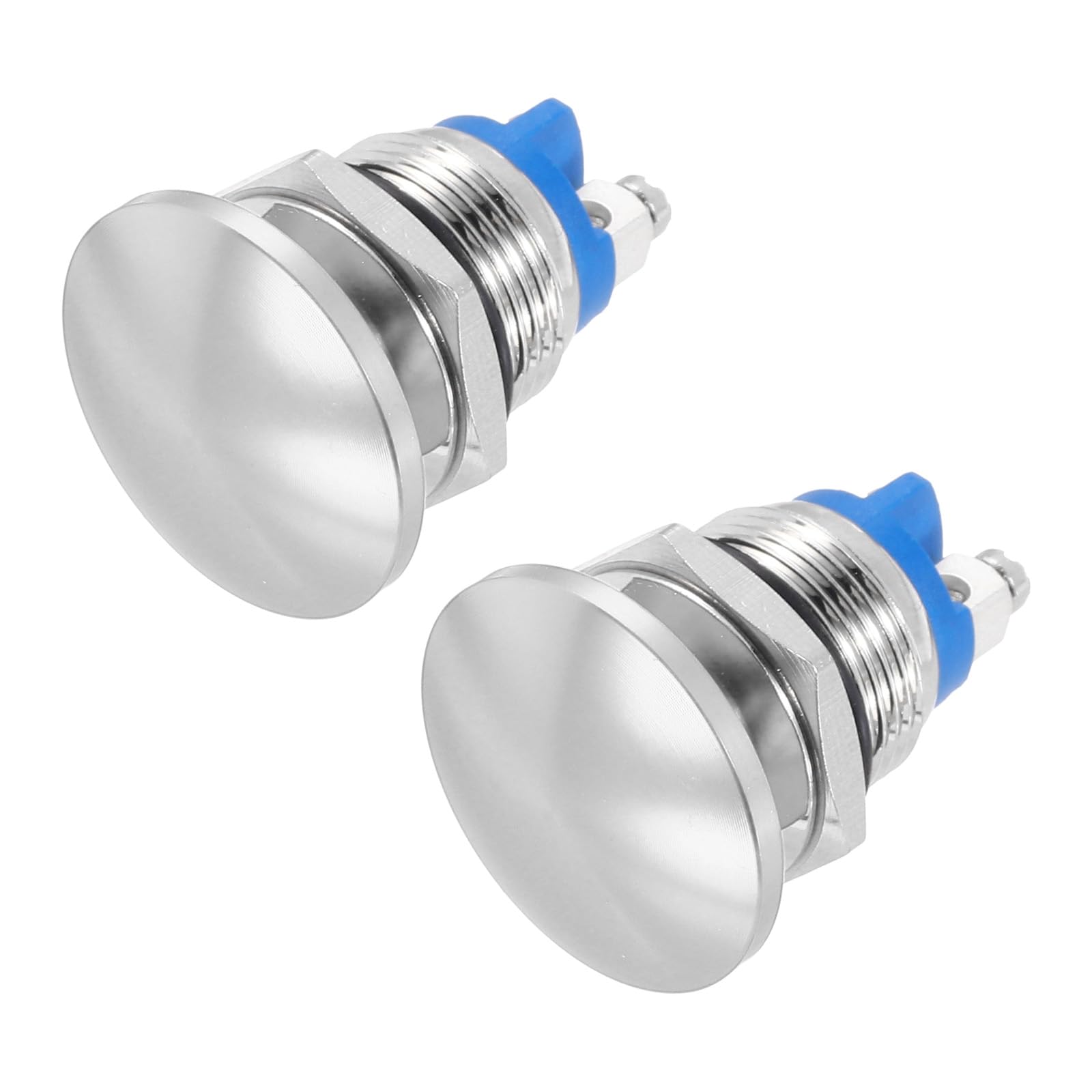 METALLIXITY 2PCS 3A 16MM 5/8" Momentary Mushroom Head Push Button Switch 12V 24V 120V 250V AC Silver 1NO Waterproof IP65 SPST Self-resetting Domed Round 2 Screw Foot Button