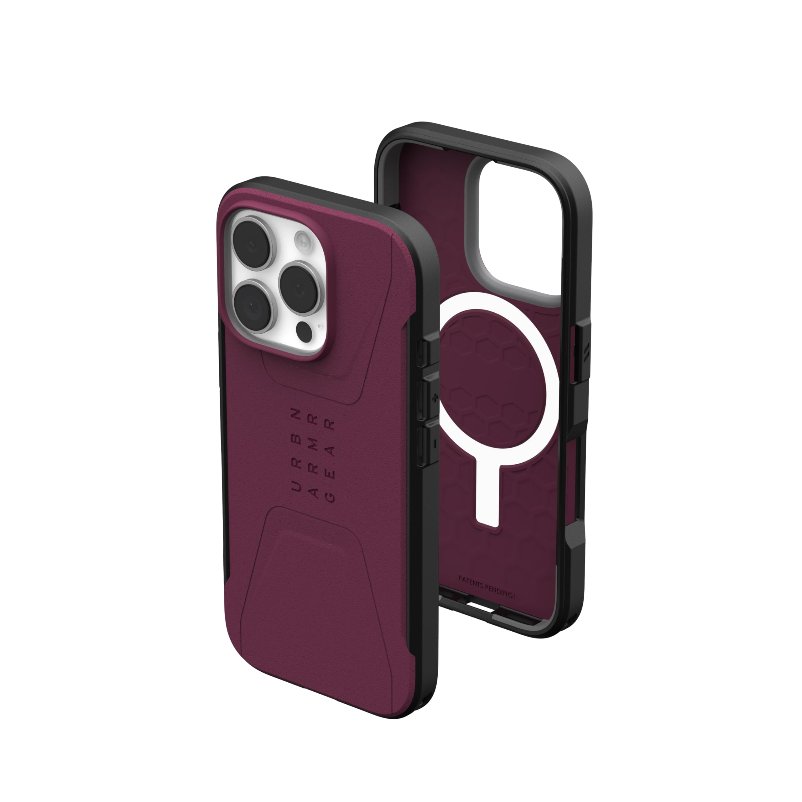 URBAN ARMOR GEAR UAG Designed for iPhone 16 Pro Case 6.3" Civilian - Compatible with MagSafe Charging Rugged Slim Sleek Shockproof Anti-Slip Military Grade Protective Cover, Bordeaux