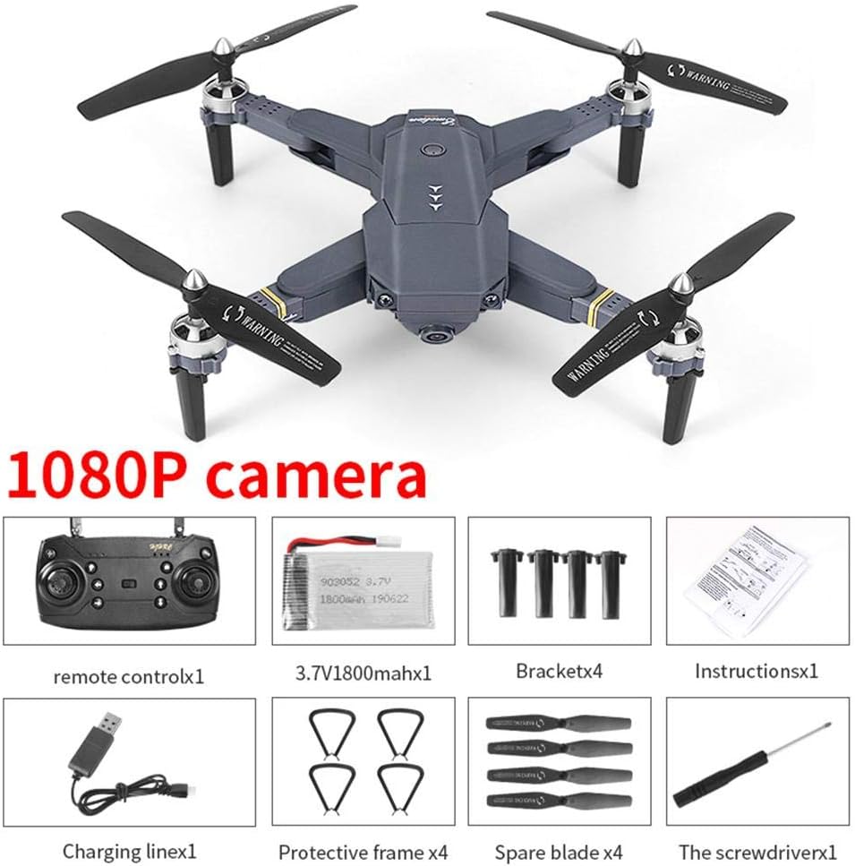 E58 - Dron plegable RC Drone, 4 canales 2,4 GHz WiFi FPV Drone con ...