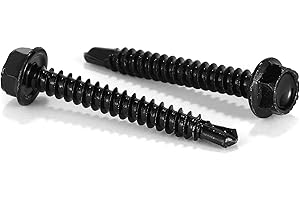 #8 x 1-1/4" Sheet Metal Screws 100PCS 410 Stainless Steel Hex Washer Head Tek Screws Fast Self Tapping Screws Black Oxide by SG TZH