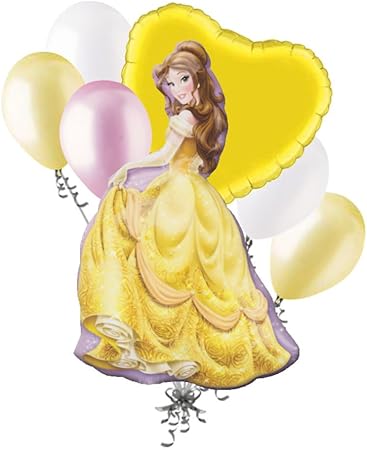 amazon com 7 pc belle disney princess balloon bouquet happy birthday beauty the beast toys games 7 pc belle disney princess balloon bouquet happy birthday beauty the beast