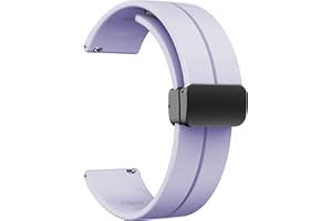 LYSMVIVI Magnetic Watch Band 16mm 18mm 19mm 20mm 22mm - Quick Release - Skin-Friendly Soft Silicone Sport Watch Band for Men Women, Magnetic Folding Clasp Silicone Strap