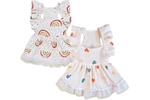 QWINEE 2pc Cute Dog Dress Ruffle Trim Princess Dress Cat Vest Dress Lace Trim Summer Dress Pet Clothes for Small Medium Cats Dogs Kitten Puppy Multi XXL