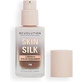Revolution Beauty London, Skin Silk Serum Foundation, Light to Medium Coverage, Lightweight & Radiant Finish, Contains Hyaluronic Acid, F16 Deep Skin Tones, 0.77 fl oz